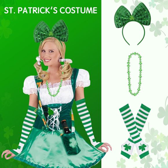5pcs St. Patrick's Day Accessoriess Women Leprechaun Costume With Bow,💜 - Picture 4 of 7